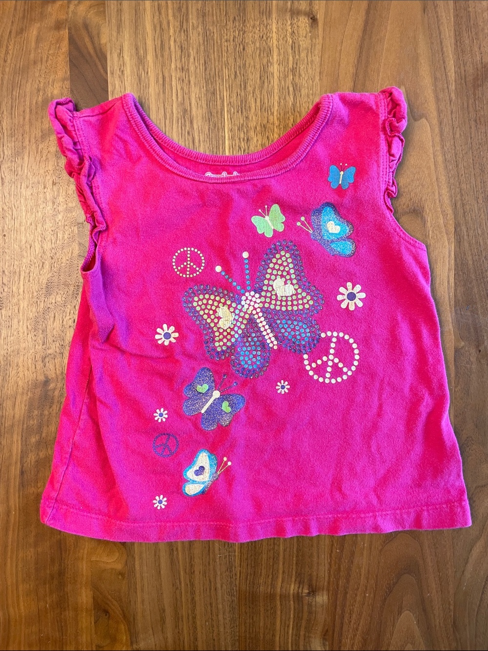 Garanimals Bright Pink Butterfly Tank with Ruffle Caps